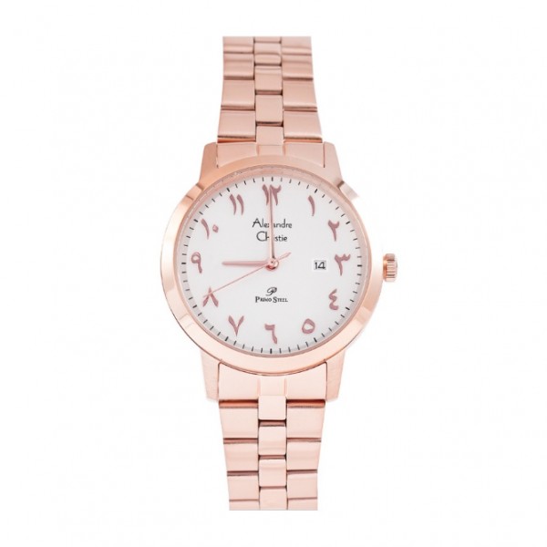 Alexandre Christie AC 1024 Rosegold White Steel Lady LDBRGSL